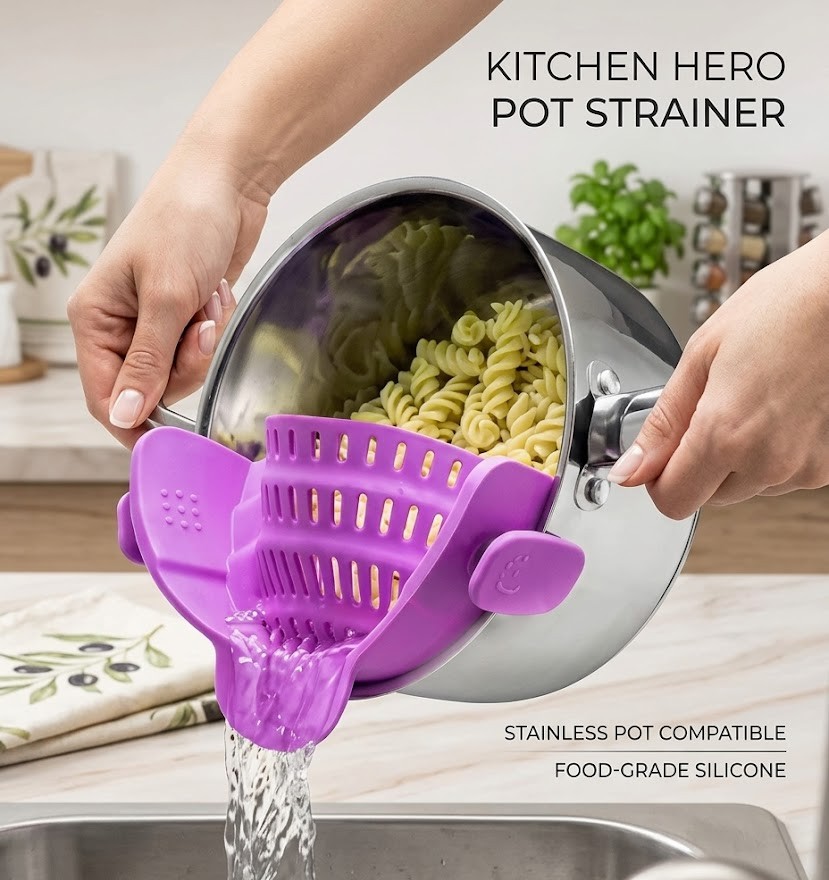Clip-on pot strainer